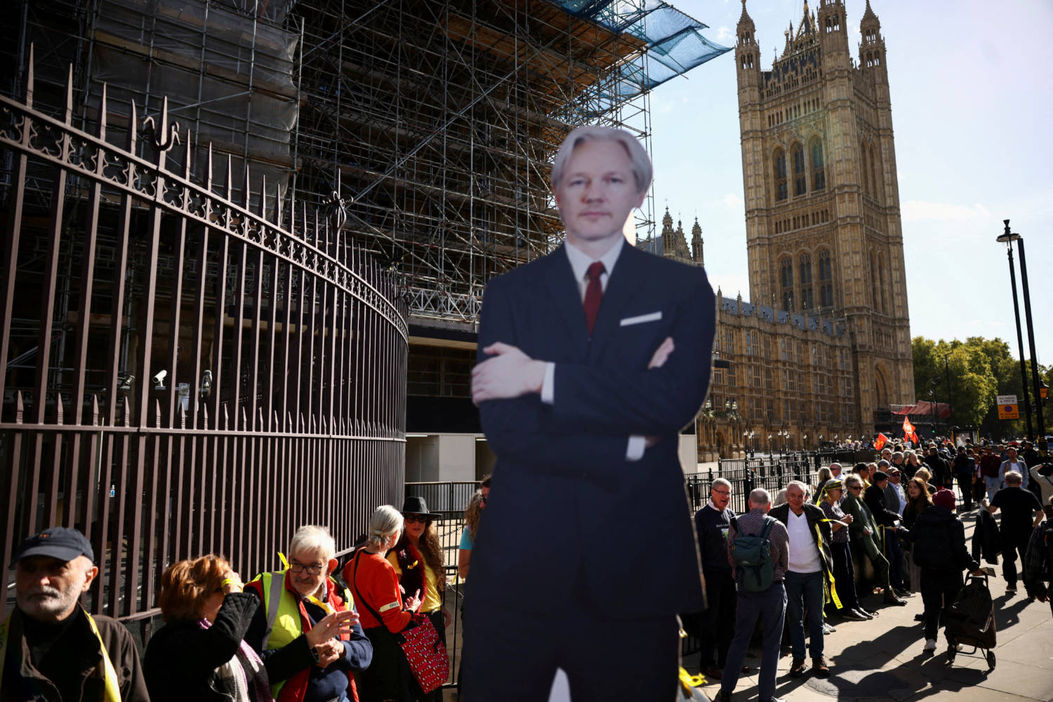 File Photo: Supporters Of Wikileaks Founder Julian Assange Create Human Chain Around Westminster In London
