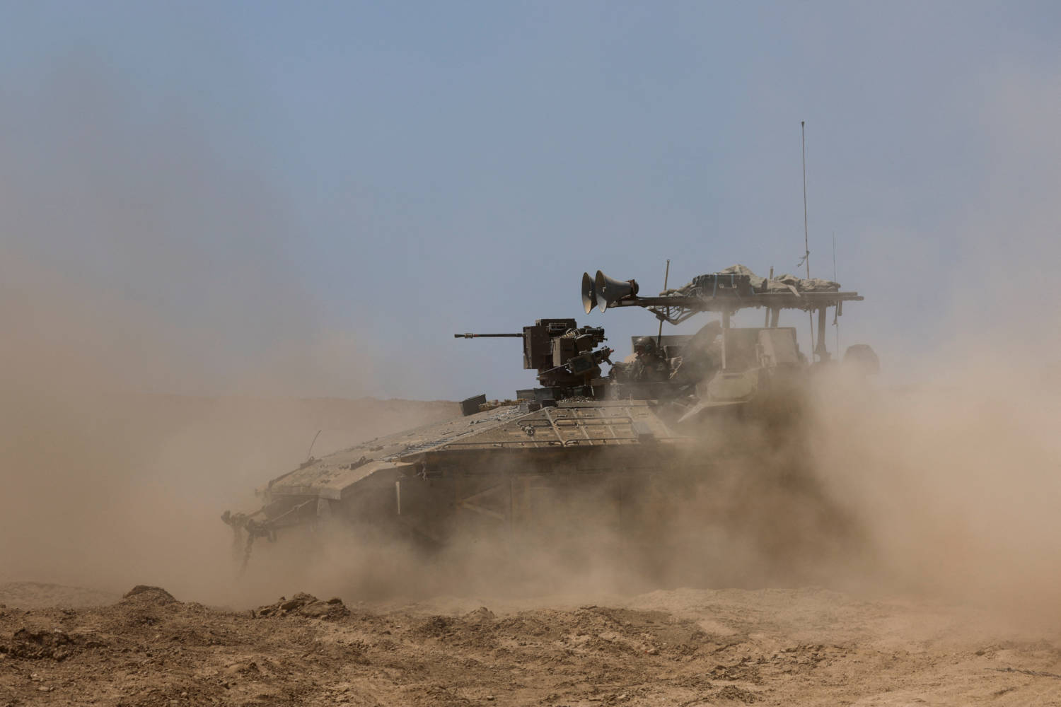 Israeli Military Vehicles Manoeuvre, Near The Israel Gaza Border