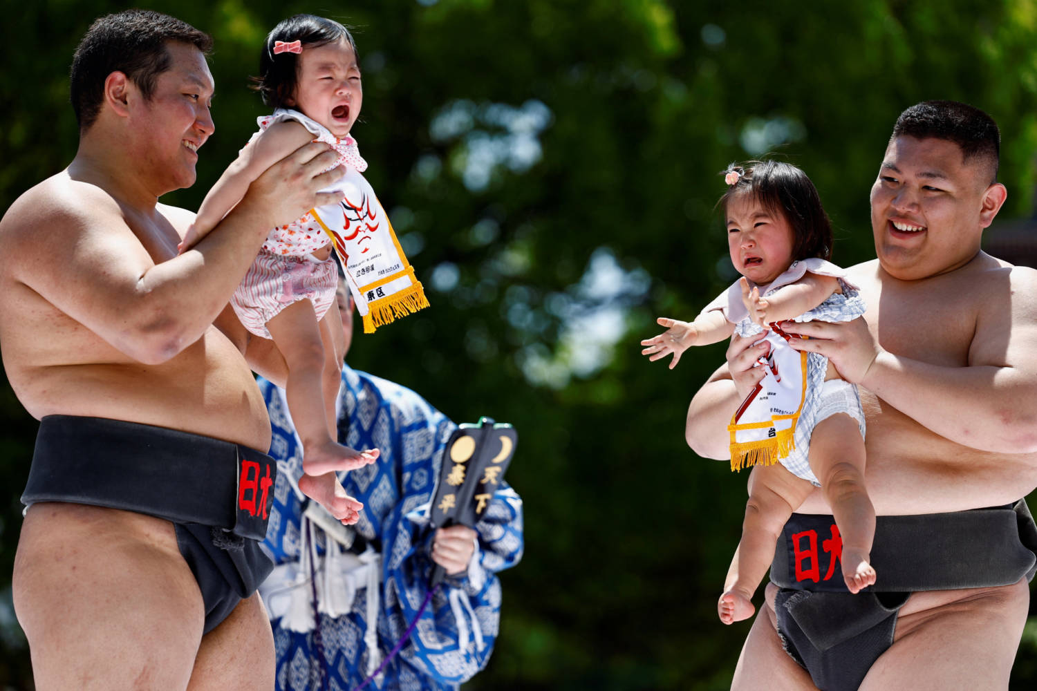 Babies Take Part In 'nakizumo' Or Baby Crying Sumo Contest At Sensoji Temple In Tokyo