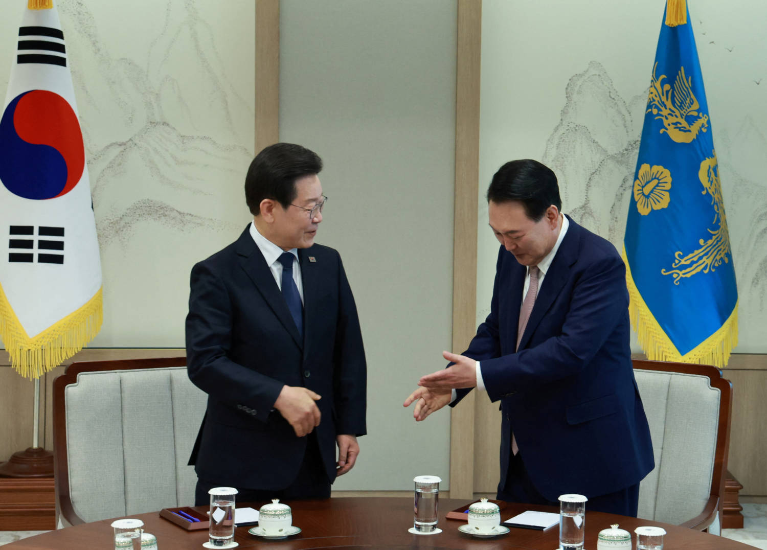 South Korean President Yoon Suk Yeol Meets Opposition Leader Lee Jae Myung For Talks In Seoul