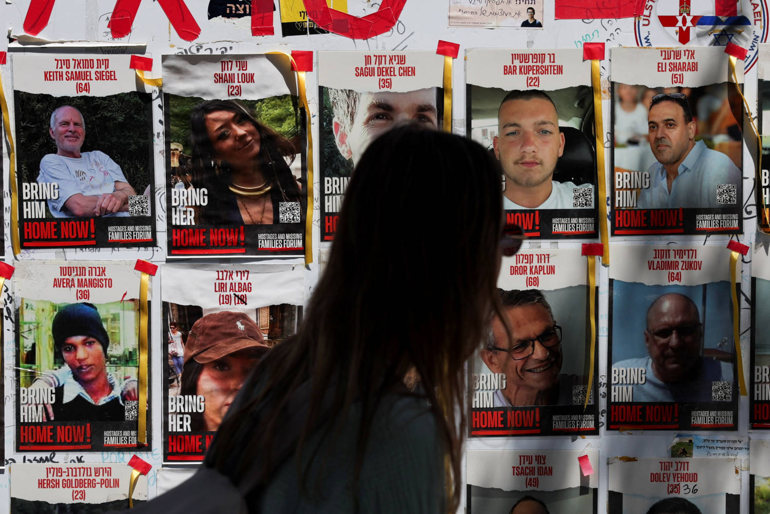 Posters Of Hostages Kidnapped During The Deadly October 7 Attack By Palestinian Islamist Group Hamas From Gaza, At Dizengoff Square, In Tel Aviv