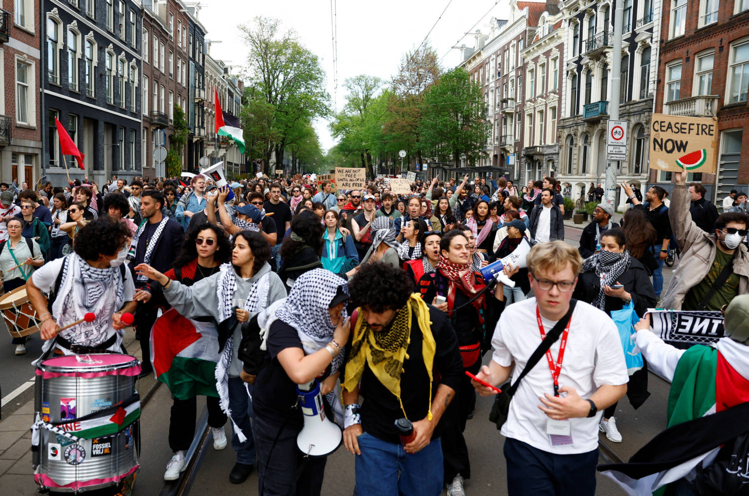 Students And Employees Of The University Of Amsterdam Protest Against The Ongoing Conflict Between Israel And The Palestinian Islamist Group Hamas In Gaza, In Amsterdam